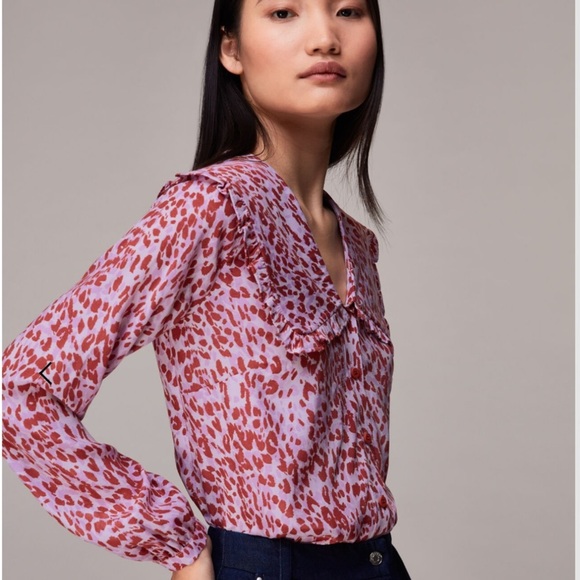 NWT whistles summer cheetah collar top - Picture 2 of 8